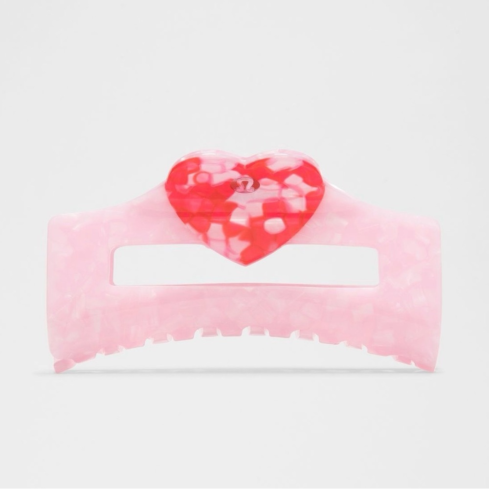 Lululemon Pink Resin Heart Hair Extra large claw clip NWT